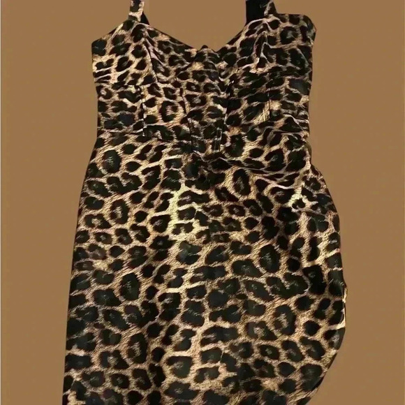 ASOS Design PU Corset Seamed Mini Dress in Leopard print-Multi - Picture 5 of 12